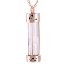 Fashion rose gold Hourglass Urn Necklace Cremation Ashes Memorial Jewelry Transparent Pendants Fill kit & Chain186K