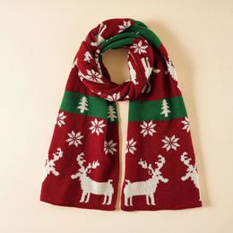 Scarves 2024 Year Gift Warm Winter Scarf Fashion Christmas Present Red Green Men Women Soft Knitted Long Scarf Holiday Decoration 231204