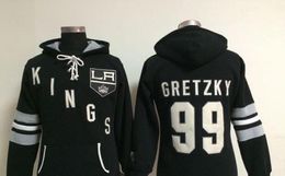 Factory Outlet Ice field game Hockey black hoodies sport mens new style LA Kings #99 Wayne Gretzky embroidery s stitched
