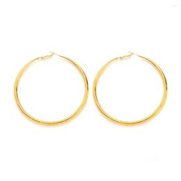 Hoop Earrings PAIR OF BIG GOLD PLATED LARGE CIRCLE CREOLE CHIC HOOPS GIFT UK251M