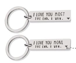 Party Favour Charm Key ring I LOVE YOU MORE THE END Letter Strip Metal Couple Keychain Keyring Holder Decor Valentine Day Gifts RRB13218 ZZ