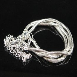 classic DIY 925 silver plating Snake chain Bracelets fit Europen Charms beads Lobster clasp bracelet 50pcs2869