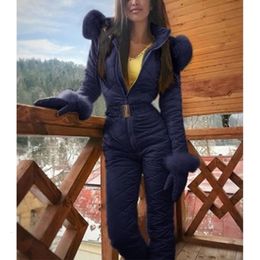 Womens Jumpsuits Rompers Ski Jumpsuit Thick Winter Warm Womans Snowboard Skisuit Outdoor Sports Female Skiing Pant Set Zipper Suit #A 231202