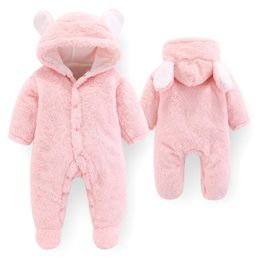 Rompers Footed born Baby Rompers Fall Winter Warm Coral Fleece Baby Clothes Infant Bebe Kids Sleepwear Overall Baby jumpsuits 231204