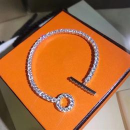 OT Diamond Bangle Bracelets Full cz Stone Bracelet Circle Bar Light Love Luxury Exquisite Design Jewellery With Velvet Bag235L