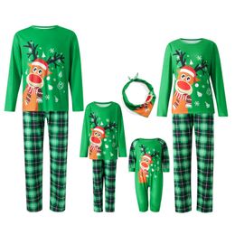 Family Matching Outfits Christmas Pyjamas for Long Sleeve Deer Tops Plaid Pants Set Adults Kid Baby Dog 231204
