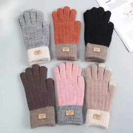 Five Fingers Gloves Rimiut Women Warm Thick Plush Knitted Touch Screen Men Fashion Autumn Winter Keep Riding Skiing Outdoor 231204