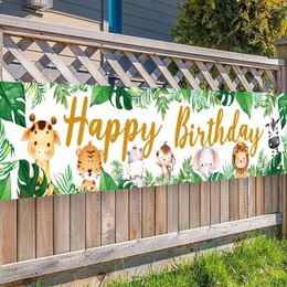 Party Decoration 200 40cm Jungle Animal Theme Safari Happy Birthday Baby Shower Banner Background Kids Favor Monkey Giraffe