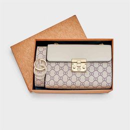 75% Off exclusive Leather women's bag new printed chain lock small square simple messenger live broadcast267S