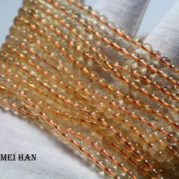 Loose Gemstones Meihan (3strands/set) Natural 4-5mm Clear Citrine Yellow Quartz Smooth Round Beads For Jewellery Making Design Or Gift