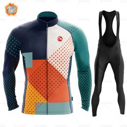 Cycling Jersey Sets Winter Thermal Fleece Set Cycling Clothes Men's Jersey Suit Sport Riding Bike Clothing Bib Pants Warm Set Ropa Ciclismo 231204