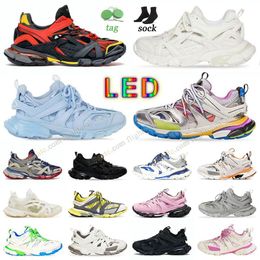 Designer track 3 3.0 led Sneaker Shoes Men Women Casual LED Tracks 2.0 Triple white black grey pink leather Nylon Printed Platform trainers runners Paris tennis trainer