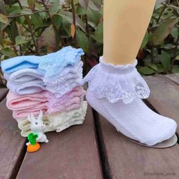 Kids Socks Girls Princess Mesh White Socks with Lace Ruffles Summer Spring Thin Short Ankle Stitch Floor Socks for Infant Baby Kids Toddler