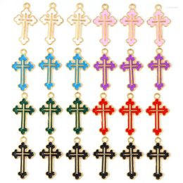 Charms 15Pcs 25 14MM Fashion Cross Enamel Alloy Pendant Metal Charm For Men Women Jewellery Necklace Key Chain Making Accessories Gift