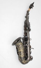 Pro Eastern Music Matt black plated curved soprano saxophone with engravings AAA