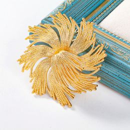 Women Vintage Jewellery Double-layer Design Fireworks Plated Gold Colour Brooches Light Luxury Brooch Pin