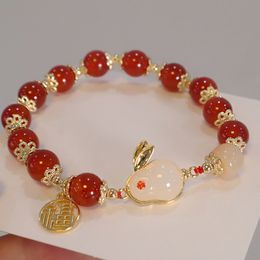Rabbit red agate bracelet Jade Rabbit bracelet wholesale agate natural stone retro red agate bracelet