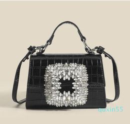 Women's Evening Bags Crocodile Pattern Crossbody with Rhinestone Shining