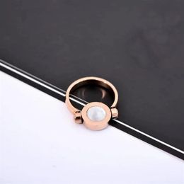 High-quality rose gold double-sided rotation With Side Stones Rings Fashion lady creative flip ring Send original gift box233C