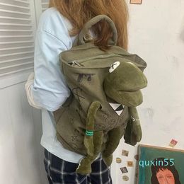 Men's Trendy Cool Graffiti Canvas Backpack Original Street Fashion Frog Doll School Bag Unisex