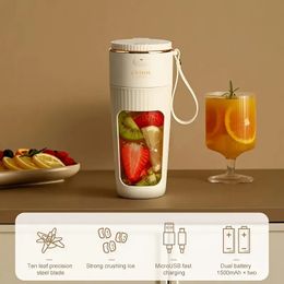 1pc New Electric Fresh Juicer 10 Blades Powerful Crushed Ice Wireless Mini Portable Blender Bottle Juice Cup Extractors Smoothie Mixer Dual-battery