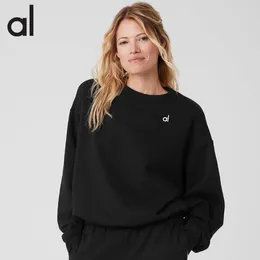 Active Shirts AL Yoga Top Women Clothing Crew Neck Pullover Comfortable Simplicity Solid Color Crew-neck Long-sleeved Hoodie Gym Tops