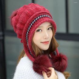 Berets Fashion Wool Hats Women Keep Winter Knitted Warm Baseball Caps Fleece Thermal Trapper Hat Breathable Cap