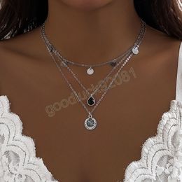 3 Layered Separable Chain with Sequin and Coin Pendant Necklace for Women Trendy Ladies Accessories Fashion Jewellery on Neck