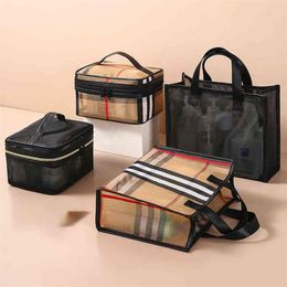 HBP Cosmetic Bags Cases Fashionable Nylon Women's Cosmetics Set Bag Black Portable Travel Makeup Tote handBag Travel Organize264B
