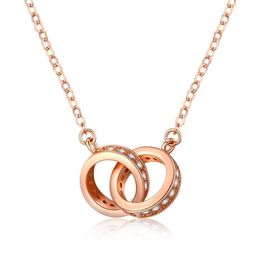 Pendant Necklaces Special Round Interlocking Necklace Exquisite Good Luck Double Circles Diamond Women Ring Jewelry GiftsPendant P265g