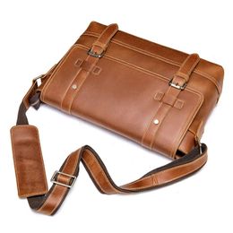 Briefcases Cowhide Leather Men's Briefcase Men Laptop Male Messenger Bag Men's Shoulder Bags Briefcases For Documents Bag For 13" Laptop 231204