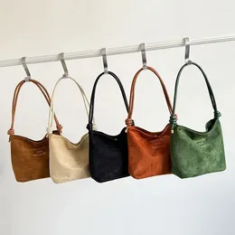 Evening Bags Brand Designer Suede Women's Shoulder Bag Retro Crossbody Small Hobos Handbag 2023 Winter Trend