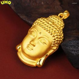 Pendants Plated Real 24K Gold Necklace Tathagata Buddha Head Pendant Portrait Male And Female Accessories 999 18K Jewellery