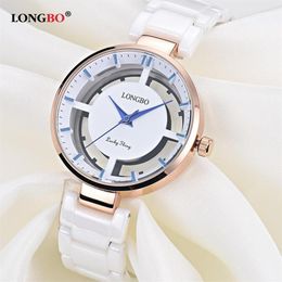 Luxury Hollow Women Watch Fashion Quartz Ceramic White Gold Strap Wrist Watches Gifts Female 80106 Wristwatches284M