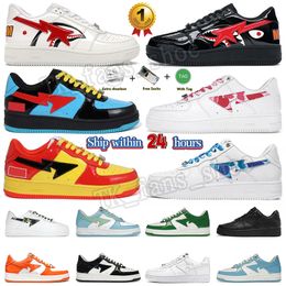 New fashion Designer bapestar shoes platform trainers Patent Leather White Blue White Red White Green Camo Pink skateboard A Bathing Ape Casual shoes SK 8 platform