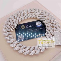 Designer Jewellery 20mm Big Men Necklace Luxury Hip Fine Jewellery Iced Out Vvs Moissanite Diamond Silver 925 Iced Out Cuban Link Chai259I