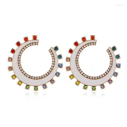 Stud Earrings Creative Rhinestone Cute Moon For Girls Women Korean Style White Enamel Statement Earring Party Jewelry Brincos