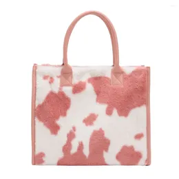 Evening Bags Women Top-Handle Cow Print Autumn Winter Retro Plush Ladies Daily Leisure Crossbody Handbags For Shopping