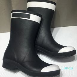 ladies shoes Rainboots Black White Mixed Colour booties low heel womens Boot