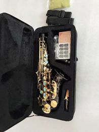 Super Japan S-991 High-quality curved Soprano Sax Black gold key Bb music instrument Professional AAA