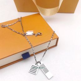 Europe America Fashion Style Damier Black Necklace Men Lady Women Silver-colour Metal With Enamel V Initials Double Pendant Long C264J