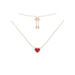 Designer Heart Love Necklace For Women Stainless Steel Accessories Zircon Green Pink Hearts chain for Womens Jewellery Gift2091