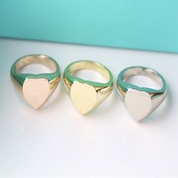 2022 Top Quality Extravagant Simple heart Love Ring Gold Silver Rose Colours Stainless Steel Couple Rings Fashion Women Designer Je3367