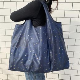 BIG Eco-Friendly Folding Shopping Bag Reusable Portable Shoulder Handbag for Travel Grocery Fashion Pocket Tote Bags241S