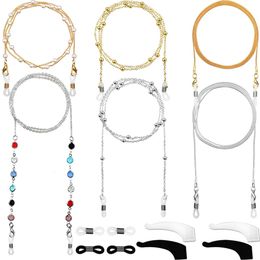 Eyeglasses chains 6pcs Glasses Strap Lanyard Non Slip Circle Eyeglass Chain Set Outdoor Daily Adult With Hook Eyewear Universal Fit Decoration 231204