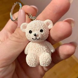 Key Rings Cute Mini Teddy Bear Doll Keychain Novelty Girls Cartoon Small Animal Key Chain On Student Bag Trinket Jewelry Party Gift YQ231204