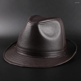 Berets Retro Genuine Sheepskin Leather High Quality Men's Feminino Fedora Hat For Gentleman Winter Warm Sombrero Boho 20