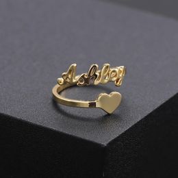 Wedding Rings Cutomized Unique Ring Personalised Filled Heart Name Ring For GirlfriendWifeMom Gifts Statement Jewellery - Adjustable collares 231204