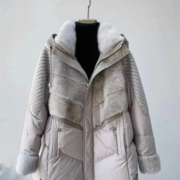 Women s Vests Annsirgra 2023 Winter Women Coat Real Mink Fur Collar Goose Down Jacket Warm Luxury Fashion Streetwear 231202