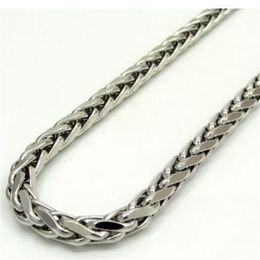 16-30 4mm 14k White Gold Franco Wheat Italy Spider Chain Necklace Mens312P